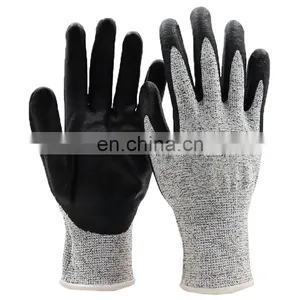 13 Gauge EN388 Glass Microfiber Grey HPPE Liner With Black Nitrile Safety Working Cut Resistant Gloves thumbnail-4