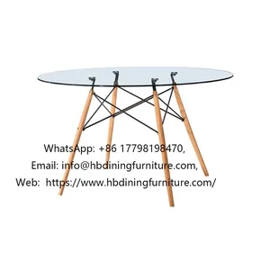 Glass Round Dining Table Triangular Legs thumbnail-1