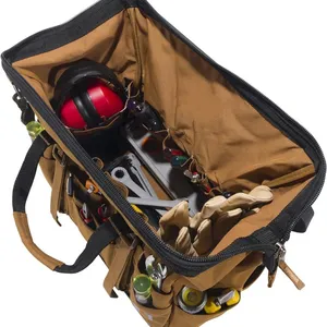 Electronical Tool Bag 18-Inch w/ Molded Base, Brown thumbnail-2