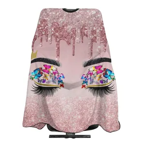 Barber Cape Hello Glitters Gorgeous Eyelash Pink Salon Apron Hair Cutting Cape Barbershop Kits For Women thumbnail-1