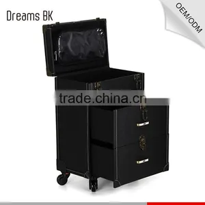 Professional Rolling Makeup Case 2 In1 Mutifunctional PVC Trolley Cosmetic Case With 360 Degree Wheel thumbnail-5