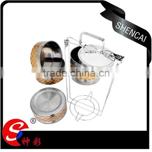 Guangdong Stainless Steel Tiffin Lunch Box/ 4 Layers Thermal Metal Food Carrier/ Hand Pot thumbnail-4