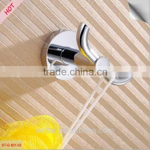 Hot Selling Bathroom Double Prong Robe and Towel Hook, Chrome Solid Brass thumbnail-2