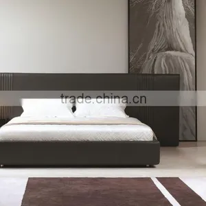 Hot Sale Solid Black Walnut Wood Full Grain Leather Dubai Bed Furniture Bed Room Furniture MB1201 thumbnail-1