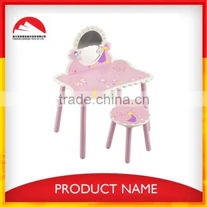Wooden Kids Vanity Dressing Table With Mirror thumbnail-3