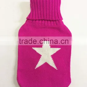 Customized High Quality Pink Star Knitting Pattern Hot Water Bottle Cover thumbnail-1