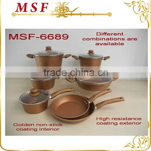 MSF-6690 13pcs Cookware Set Pressing Aluminum Cookware Brilliant Copper Painting Exterior thumbnail-4