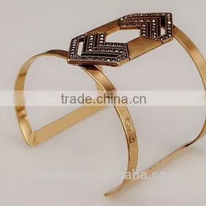 Retro Punk Style Cuff Bangles Gold Plated Geometry Hollow Bracelet Charm Jewelry thumbnail-5