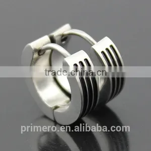 Fashion Gothic Punk 1 Pair Stainless Steel Mens Stud Earrings Stripe Jewelry Silver thumbnail-6