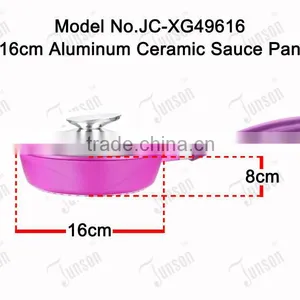 16cm Aluminum Ceramic Sauce Pan/Induction Die Cast Sauce Pan With Glass Lid thumbnail-2