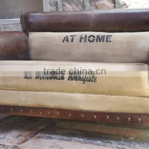 Vintage Industrial Furniture Jodhpur ,Industrial Canvas Leather Two Seater Sofa thumbnail-1