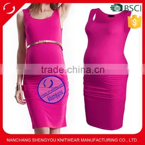 Custom Spandex Bamboo Fiber Plain Maternity Sleeveless Dresses thumbnail-1