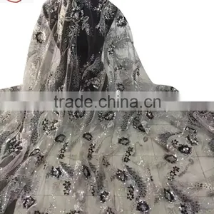 CL60102 July Latest Modern Transparent Breatheable Lace Fabric Fantastic Embroidery Sequins Shiny Eyecatching Net French Lace thumbnail-4