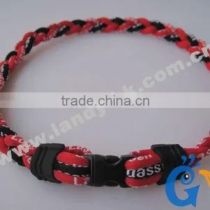 Cheap Tri Braided Weave Titanium Sports Men Silicone Rubber Necklace thumbnail-1