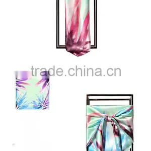 100% Silk Satin Fabric Table Print Silk Scarf/scarves/ Kerchief /headband/hijab thumbnail-5