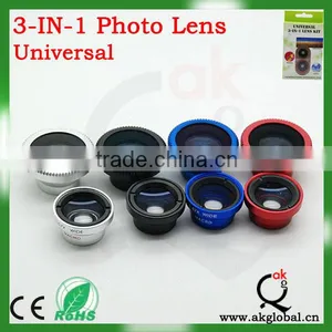Suppliers of 3 In1 Lens 180 Degree Fish Eye Macro 0.67x Wide Angle Lens for Smartphone thumbnail-1