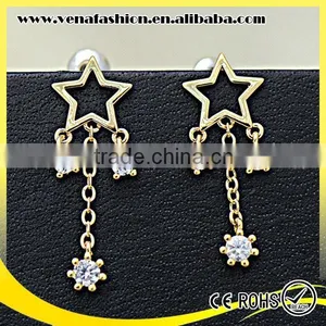 Ebay Zircon Star Pattern Chain Plated 925 Silver Earring thumbnail-5
