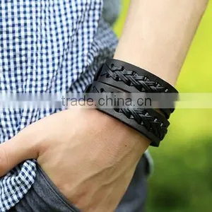 2016 Hot-selling Unisex Punk Style Vintage Leather Bracelet thumbnail-4