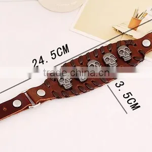 Letter Bracelet Wristband Cuff Real Leather Bracelet For Men Women thumbnail-4