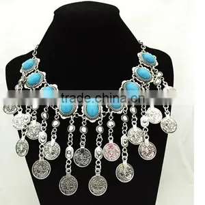 2016 New Fashion Women's Turquoise Statement Tassel Choker Collar Ethnic Bohemian Necklace thumbnail-1