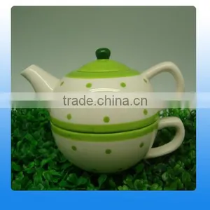 Creative Design Ceramic Tea Cup Pot in One With Stripe Painting Supplier's Choice thumbnail-3