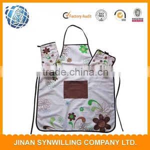 Custom Cotton Apron With Oven Mitt Glove Pot Holder Cheap Apron Set thumbnail-3