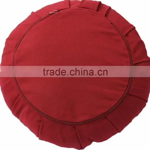 Mditation Cushion, Red Pleated Plain & Embroidered Meditation Cushion Zafu thumbnail-3