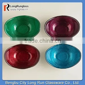 LongRun China New Products Fancy Glass Oval Bowls Sets of 4 Colorful Glassware for Holiday Use thumbnail-1
