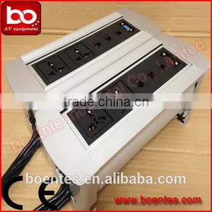 Tabletop Manual Flip Up Outlets/Desktop Rotating Power Socket With Customized HDMI/USB/VGA/RJ45 Connected Plugs thumbnail-3