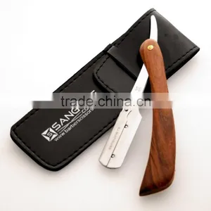 Pure Wood Shaving Razor, Cut Throat Razors, Shavette Razor + Pouch thumbnail-1