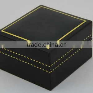 Custom Made Ring Jewelry Box With Gold Stamping Logo and White Velvet Insert thumbnail-2