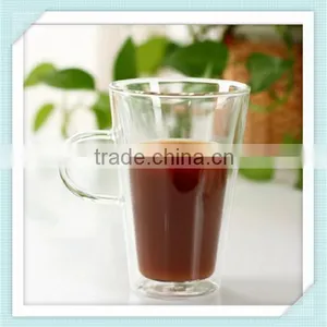 Hand Blown Double Wall Glass Mug Lead Free Double Wall Glass for Coffee thumbnail-1