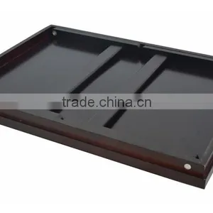 DT024 Bamboo/Wooden Black Breakfast Food Serving Tray on the Bed or Outside thumbnail-4