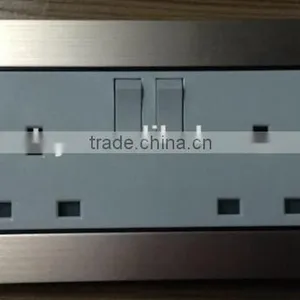 Aluminium Double Switched UK Socket.Wall Switched Socket thumbnail-1