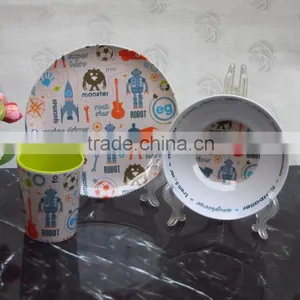 3pcs Melamine Plate, Bowl, Cup Dinner Set thumbnail-1