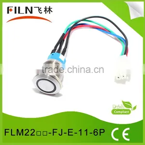 22mm Flat Round Stainless Steel 6v White Blue Red Green 3v 5v 6v Led Light Illuminated Push Button Switch With Pilot Light thumbnail-1
