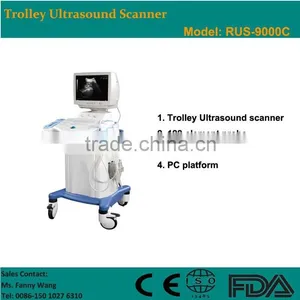 CE Approved PC Full Digital Trolley Ultrasound Scanner/ Ultrasound Machine With 3.5Mhz Multi-frequency Convex Probe RUS-9000C thumbnail-1