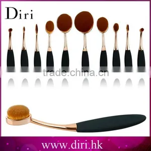 2017 Custom Logo Makeup Brushes Rose Gold Painting Oval Brush Set Tooth Makeup Brush Set 10pcs thumbnail-3