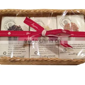Christmas and New Year's Gift: Rice Scrub Soap Set in Basket thumbnail-1