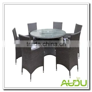 Audu Atlanta Outdoor Garden Rattan Dining Set With Lazy Susan thumbnail-2