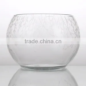 Round Glass Vase With Decorative Flowers/glass Fish Bowl thumbnail-2