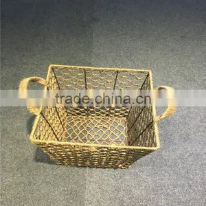 Wholesale Handmade Fashion Square Hemp Rope Basket thumbnail-3