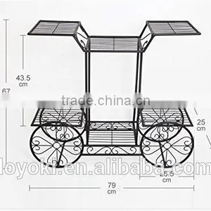 Elegant European Style Cart Design 6 Tier Wrought Metal Planter / Flower Pot Holder Display Rack Stand Garden Decor thumbnail-6