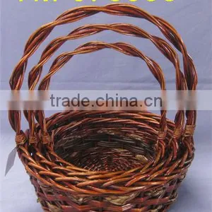 Round Dark Willow Basket Set of 3 thumbnail-1
