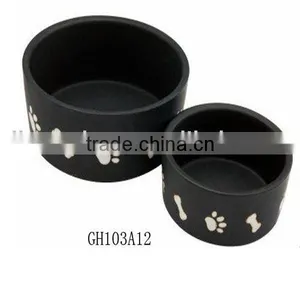 Black Ceramic Pet Bowl,animal Bowl With Decal thumbnail-1