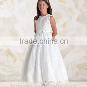 Beautiful Lace Round Neck Baby Gown Burgundy Flower Girl Dresses thumbnail-1