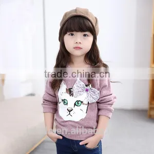Girls Fashion Bowknot Embroidery Shirts Pullover Hoodies thumbnail-1