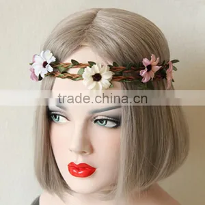 Handmade Cute Rabbit Ear Hair Band With Leaf Decorative Headband for Girls thumbnail-6