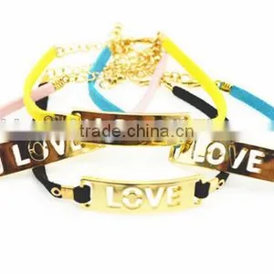 Smile Face Charms Suede Leather Bracelet Custom Logo Charm Leather Bracelet thumbnail-3