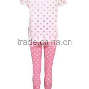 Cute Heart Print Short Sleeves Minion Pajamas Set thumbnail-3
